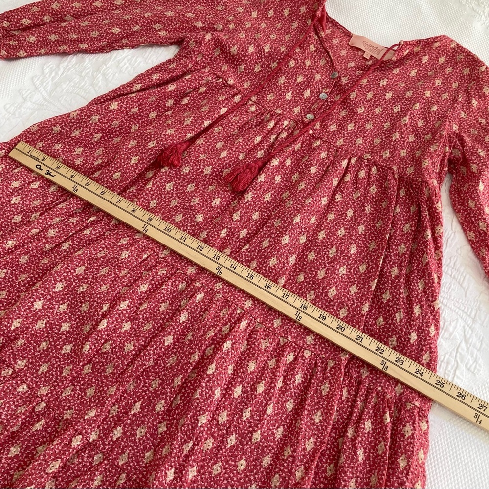 Scandal Italy dress cotton babydoll resort vacation gold pink print size S - Picture 10 of 16